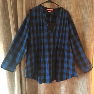 Woman Within blue plaid Tunic